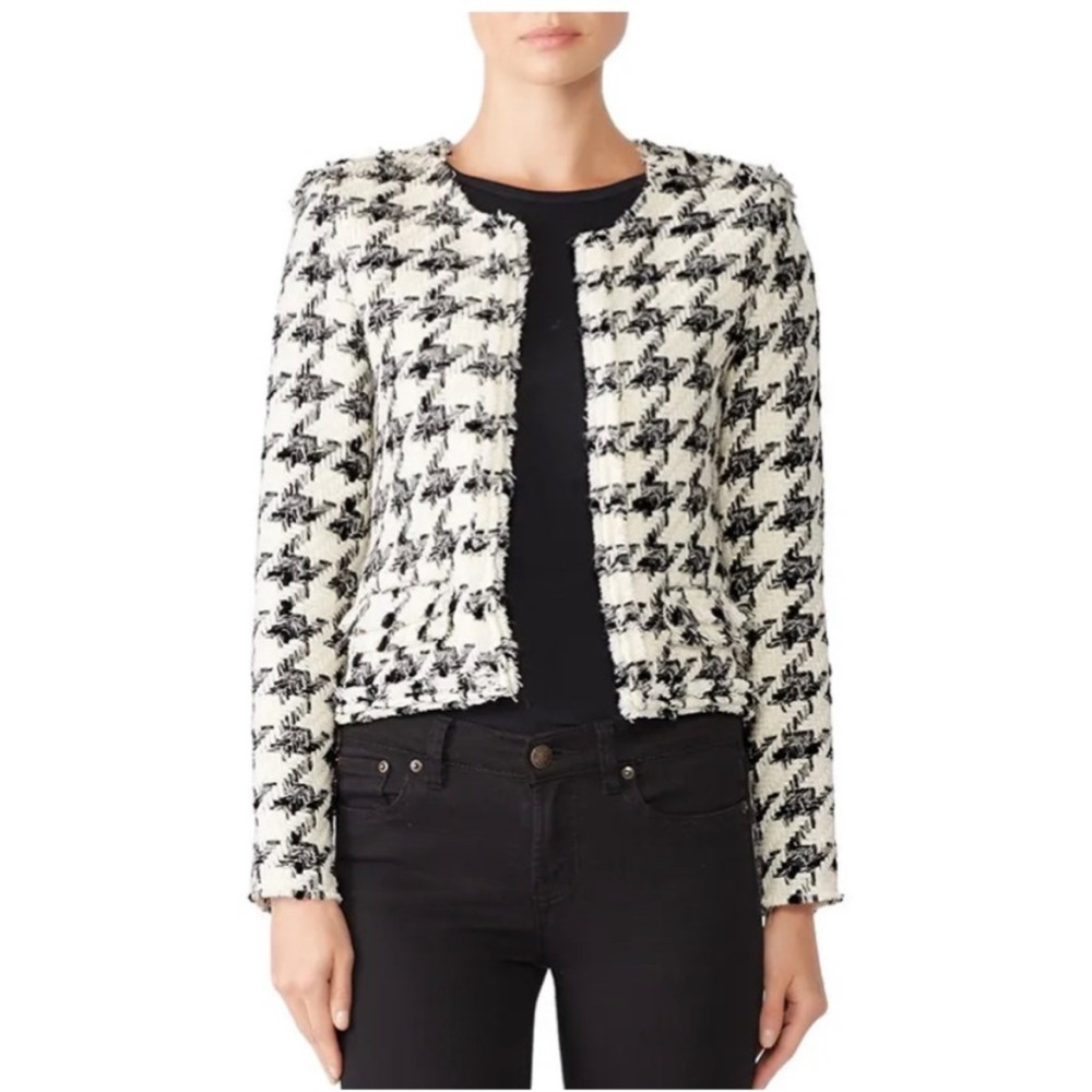 IRO Hope Shoulder Strong Tweed Cropped Jacket Blazer Size 6/38